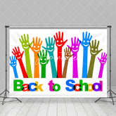 Aperturee - White Colorful Raised Hands Back To School Backdrop